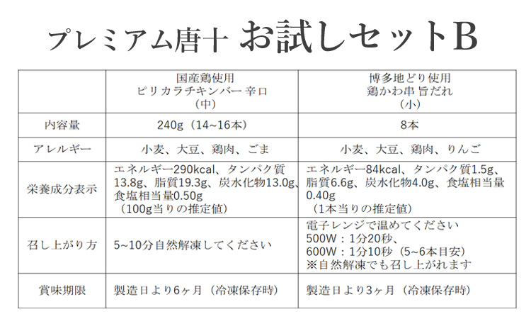 プレミアム唐十 お試しセットB(商品情報)