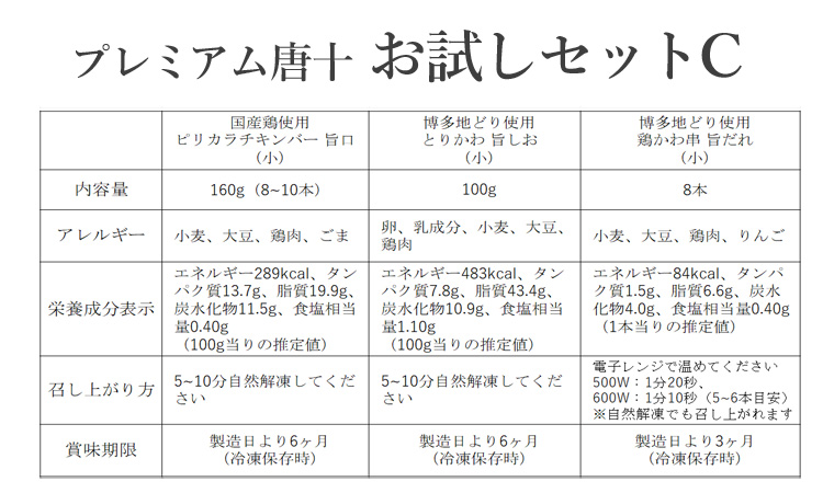 プレミアム唐十 お試しセットC(商品情報)